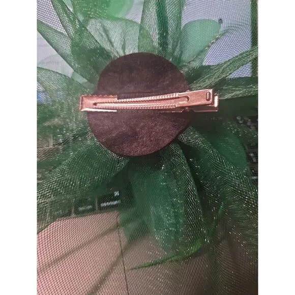 SOLD Emerald Derby FascinatorvFloral Statement Hat Race Day Wedding Guest Garden - Picture 12 of 12